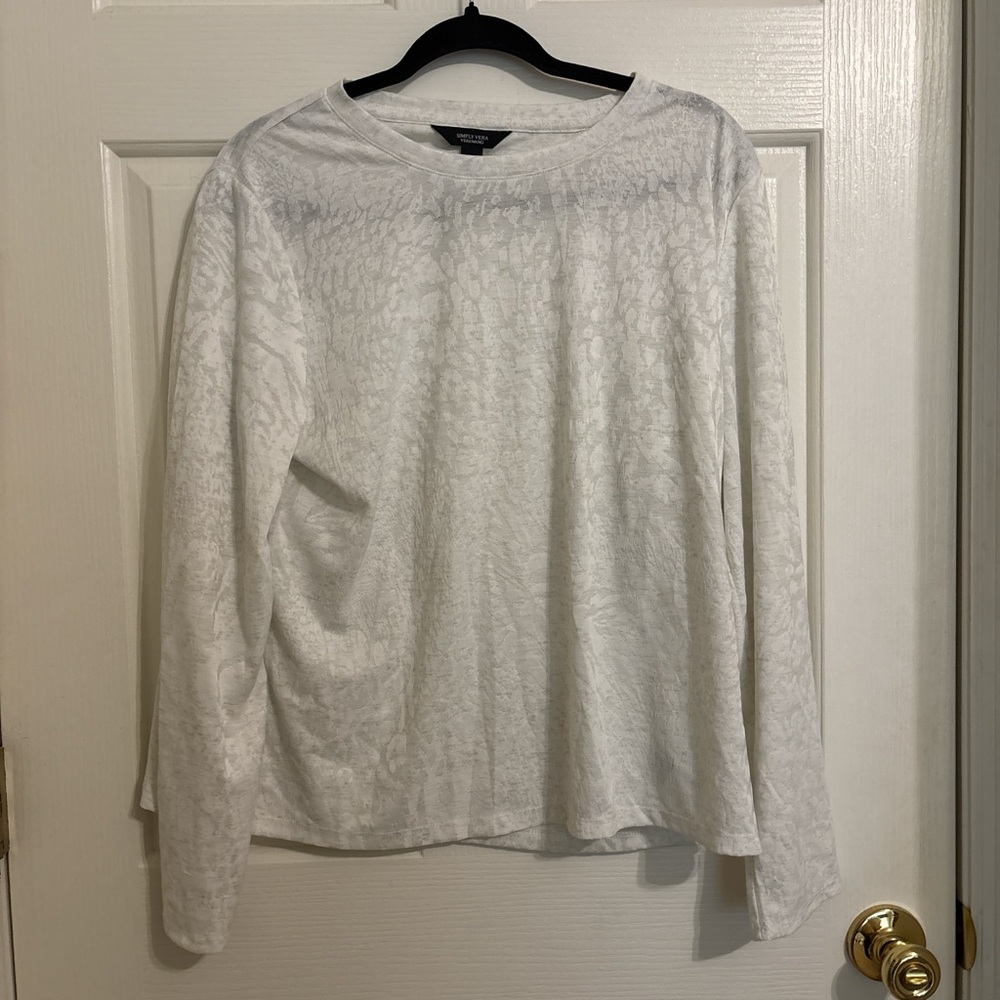 Simply Vera Vera Wang White Textured Crew Neck Top